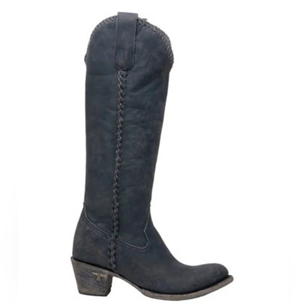 Lane Women's Plane Jane Western Tall Boots Pointed Toe Navy - Picture 2 of 7